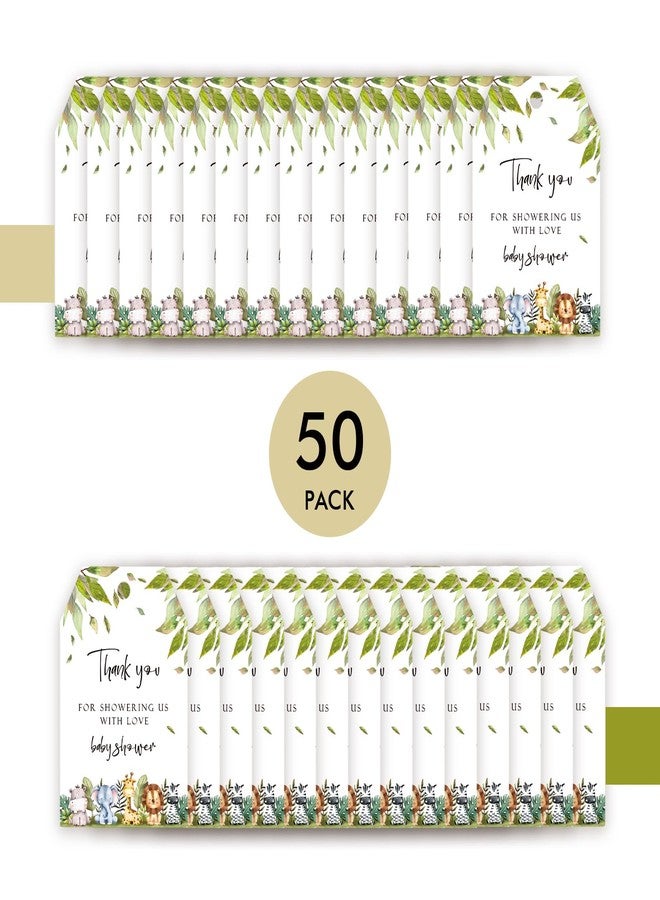 FORSHEEP 50pcs Jungle Safari Thank You Tags, Wild Animals Gift Tag with String for Jungle Birthday Party, Thank You Paper Tags for Birthday/Engagement Party Favors - Image 3
